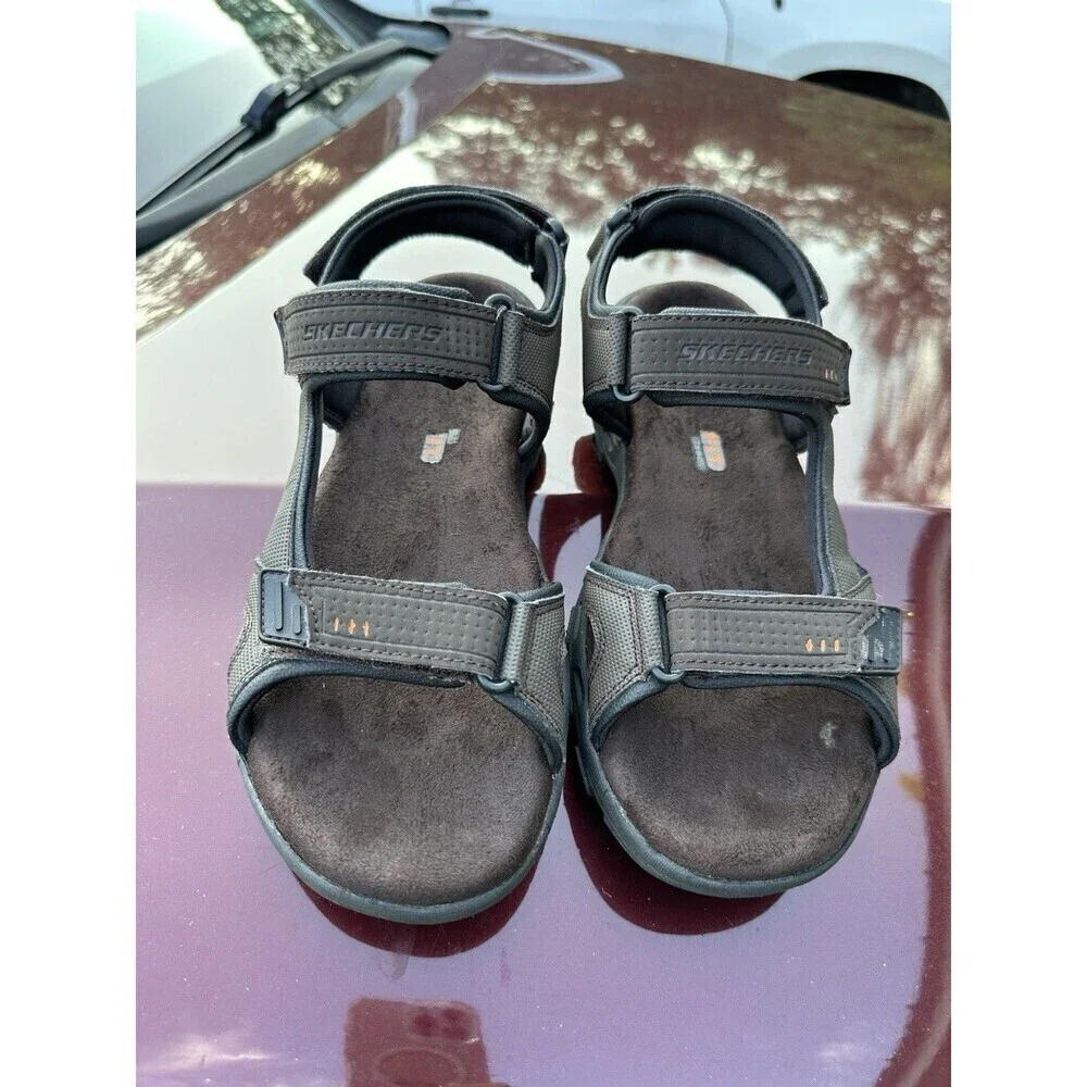 Skechers Brown Men's Sz 9 Relaxed Fit Memory Foam Sandals Adjustable SN 64487